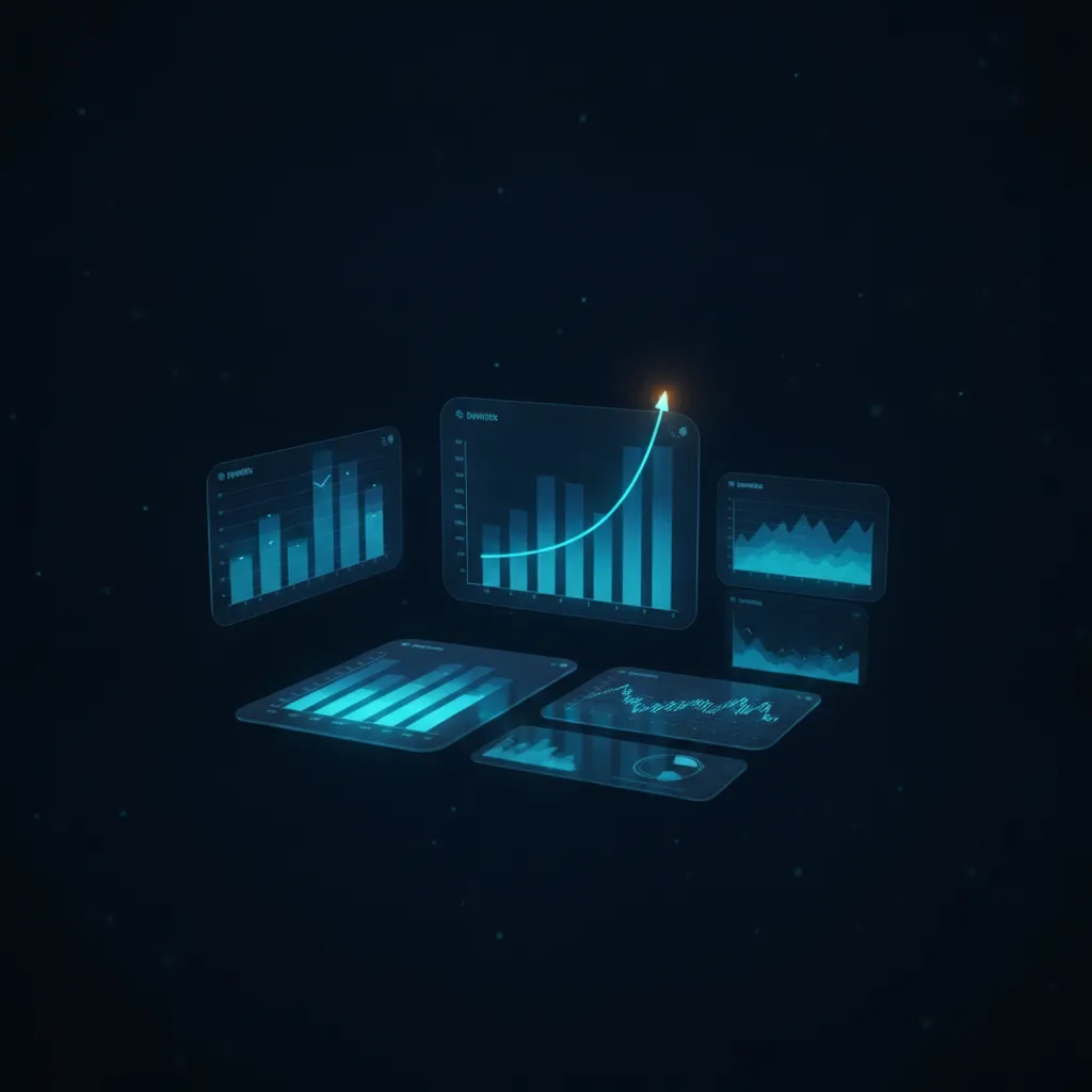 Visualización abstracta de un informe de datos con gráficas
