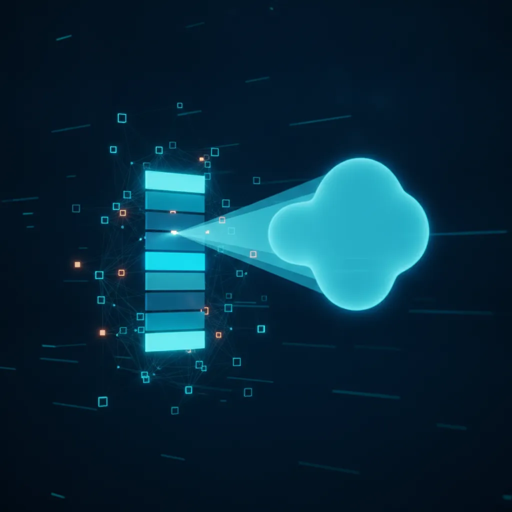 Ilustración del artículo: listado clasificado alimentando con luz una respuesta de inteligencia artificial